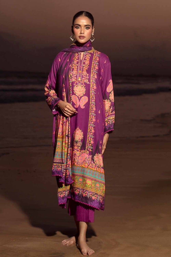 Gul Ahmed Winter 3pc Digital Printed Cotail Linen Suit Cv 32006