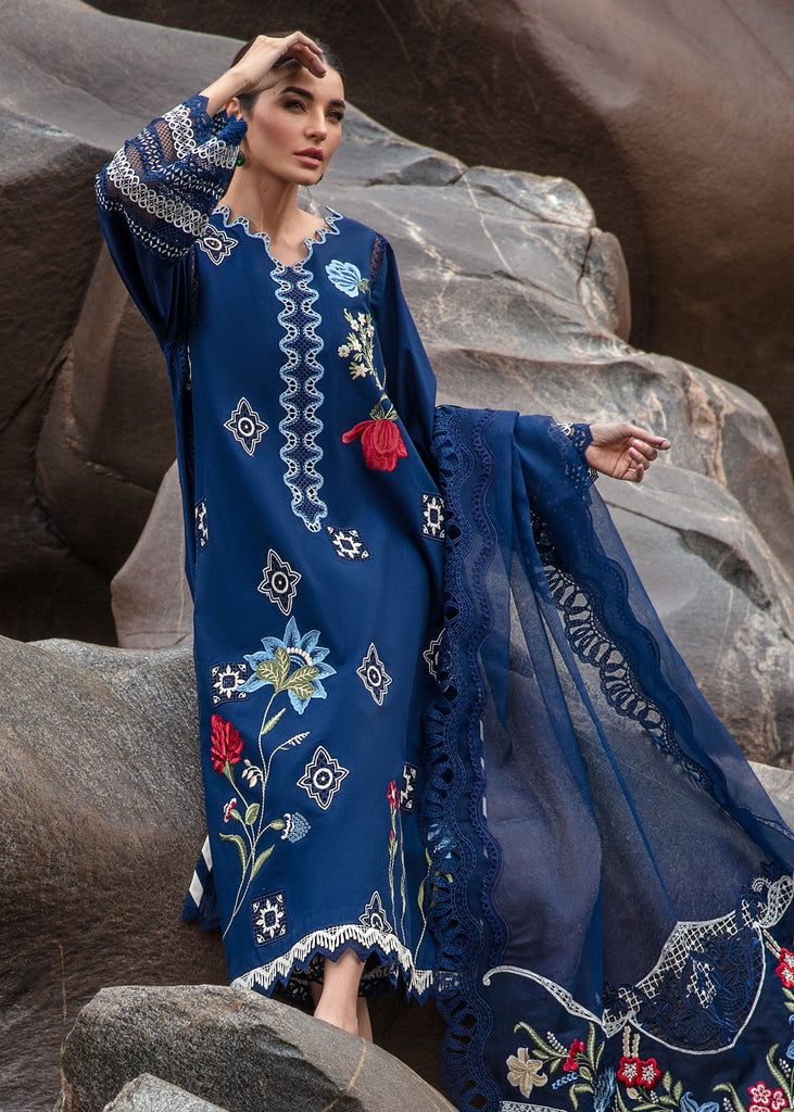 Crimson X Saira Shakira Luxury Lawn – Into The Wild - Midnight Blue