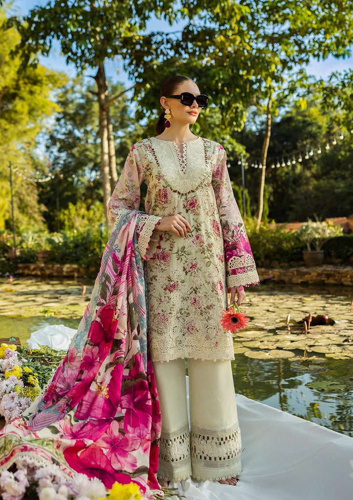 Elaf Prints Chikankari Lawn – ELK-06B ROSES & WHITES