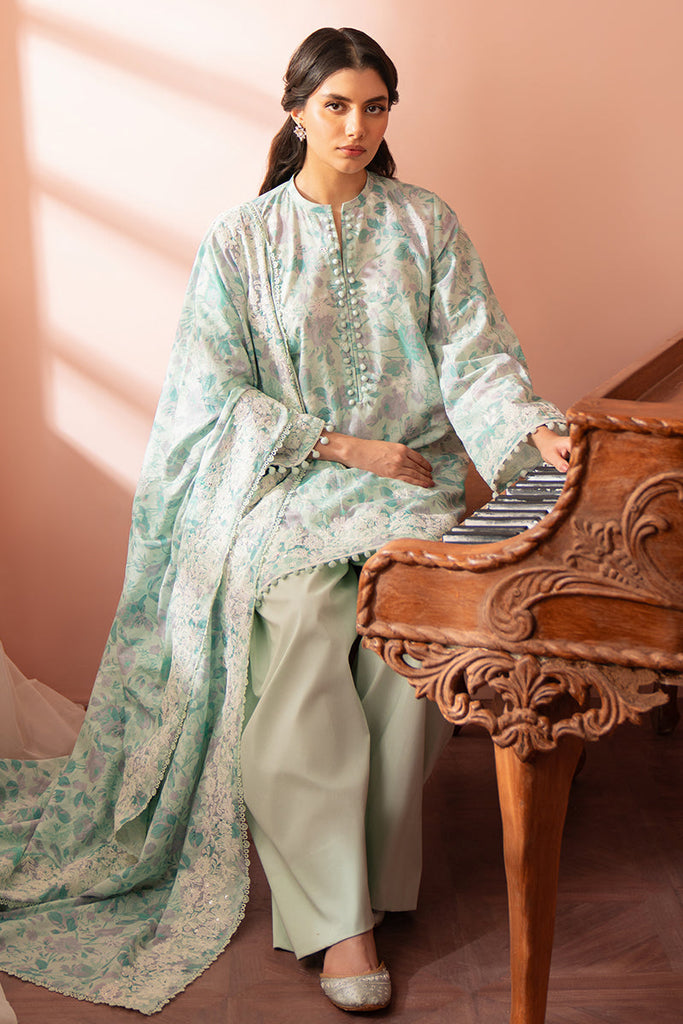 Cross Stitch Seher Cambric – Mint Haze-3 Piece Printed Suit