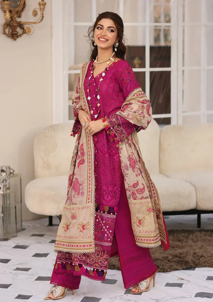 Elaf Festive Chikankari Lawn Collection 2023 – ELC-11 HOT PINK