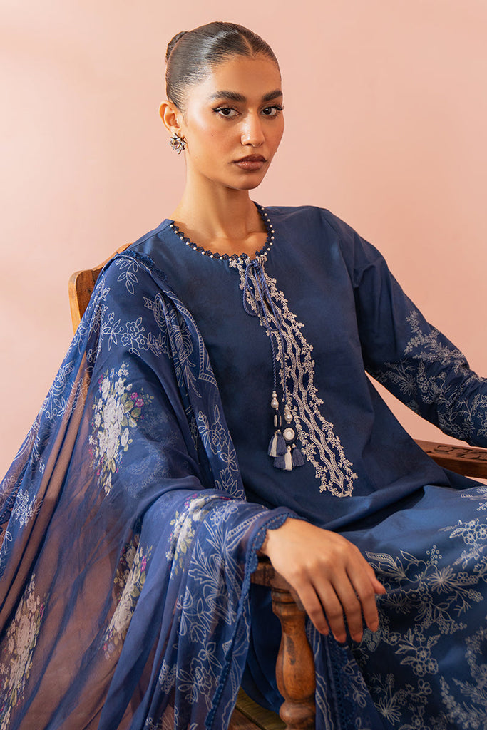 Cross Stitch Seher Cambric – Ornate Blue-3 Piece Printed Suit