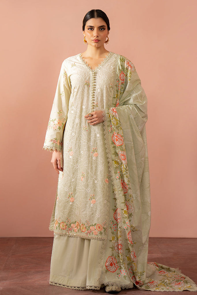 Cross Stitch Seher Cambric – Pistachio Frost-3 Piece Embroidered Suit