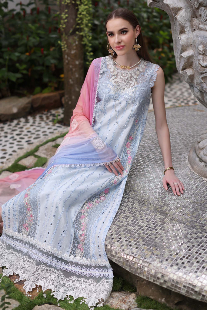 Noor by Saadia Asad Luxury Chikankari Lawn Collection – D7-A Multi Ice Blue