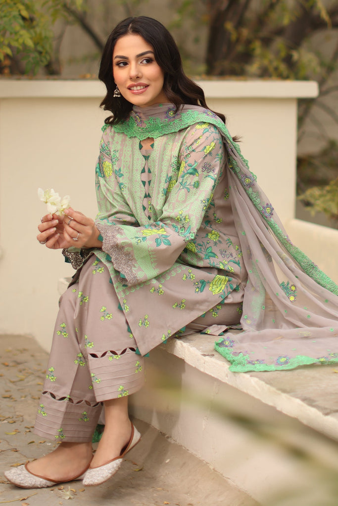 Charizma Print Melody – Printed Lawn Shirt with Embroidered Dyed Chiffon Dupatta and Trouser DSPM4-01