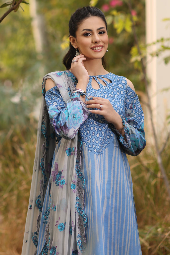 Charizma Print Melody – Printed Lawn Shirt with Embroidered Chiffon Dupatta and Trouser DSPM4-11