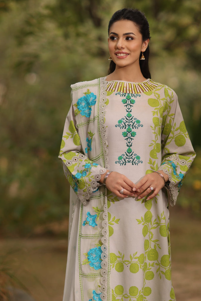 Charizma Print Melody – Printed Lawn Shirt with Embroidered Chiffon Dupatta and Trouser DSPM4-07