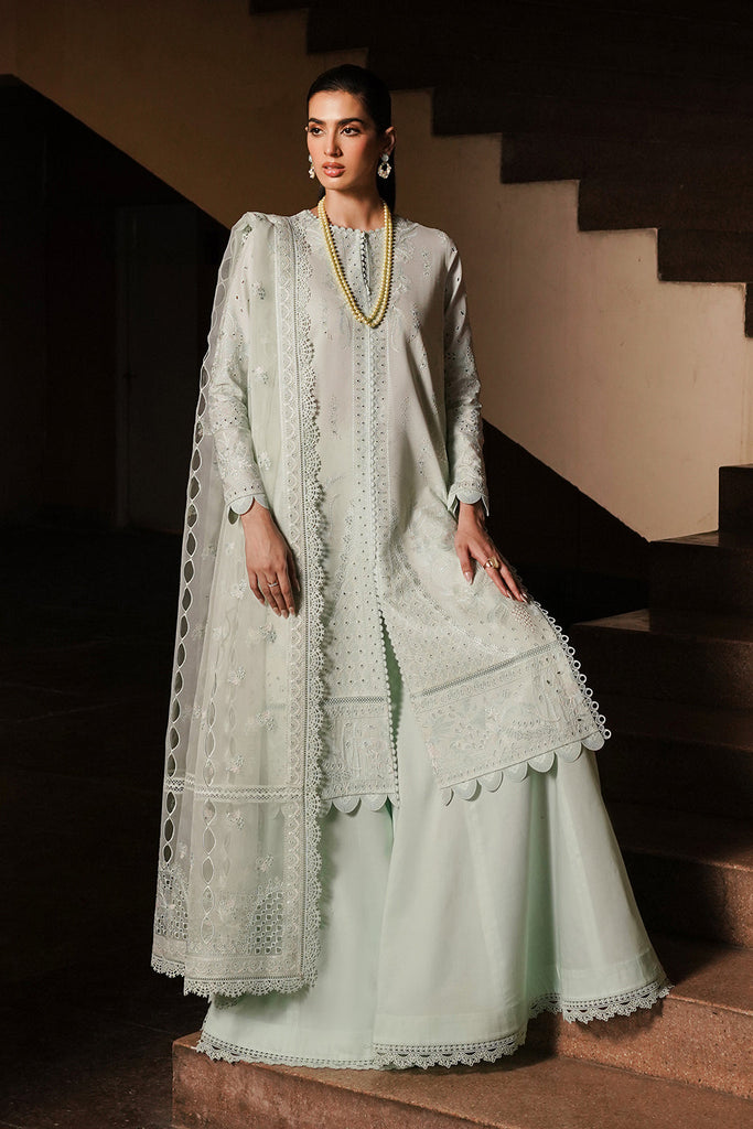 Afrozeh Luxury Chikankari Lawn – Celadon