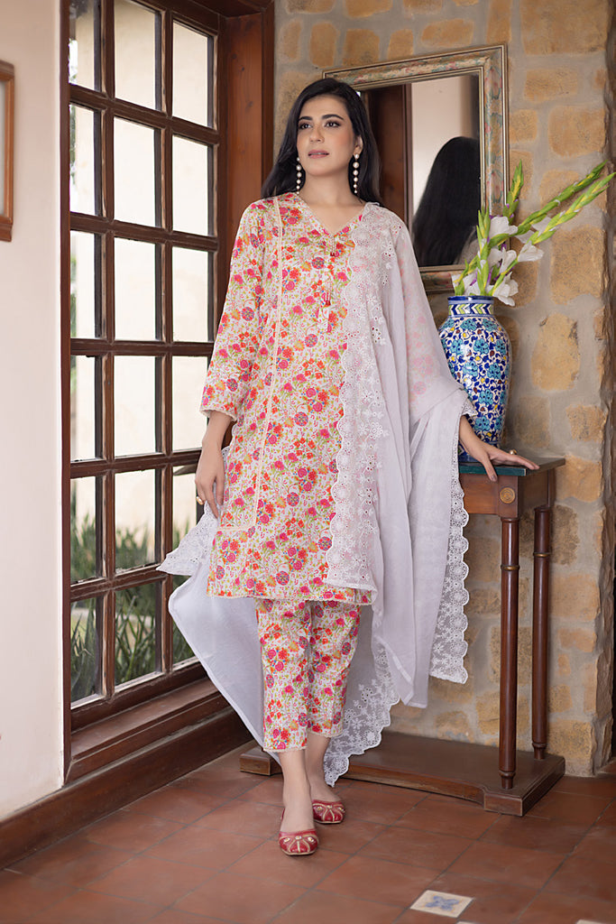 Identic Separates Lawn Collection with Chiffon Cutwork Dupatta Vol-2  – D-01