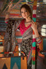 Gul Ahmed – 2 Piece Gold and Lacquer Printed Chiffon Saree with Raw Silk Blouse PRS-42002