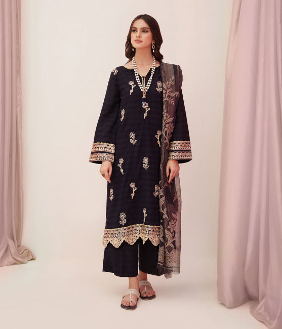 Zellbury Luxury Collection – Embroidered Shirt Shalwar Dupatta - Blue - Lawn Suit WULC22E30355