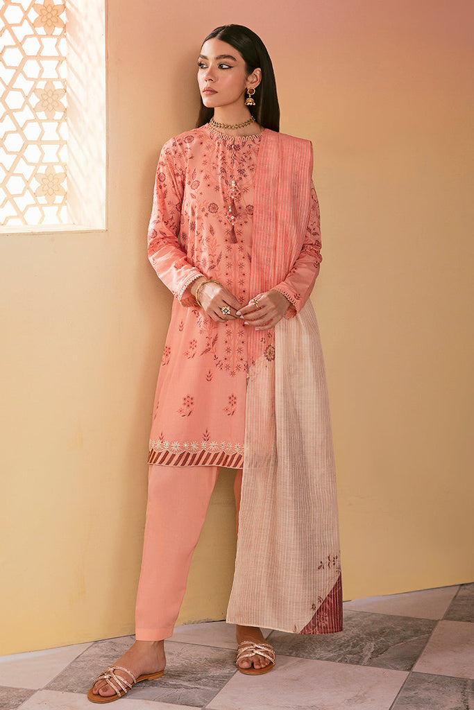 Cross Stitch Festive Eid Lawn Collection Vol-2 – BLUSH PEACH-3PC PRINTED LAWN SUIT