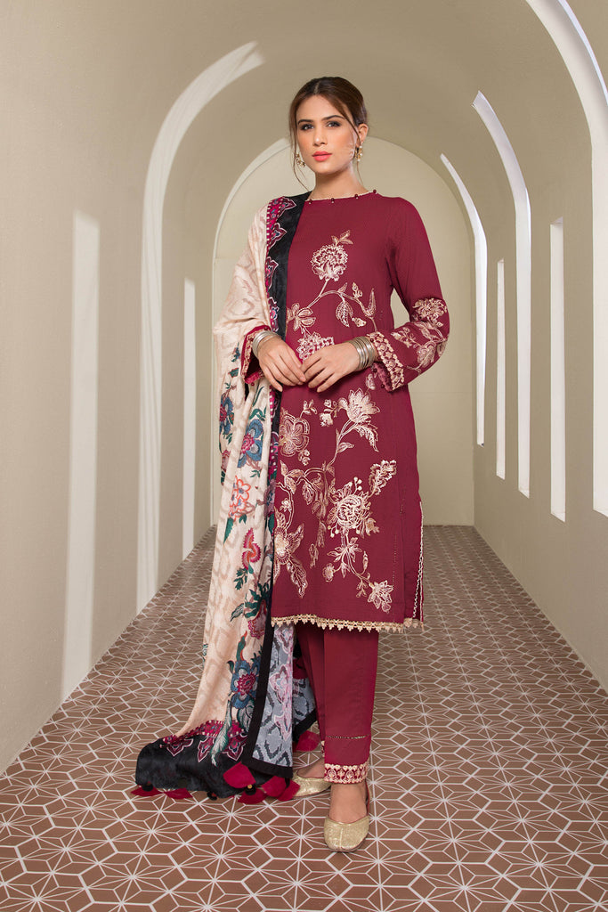 Sapphire Classic - 3 Piece Lawn Collection 2020 – Deep Maroon