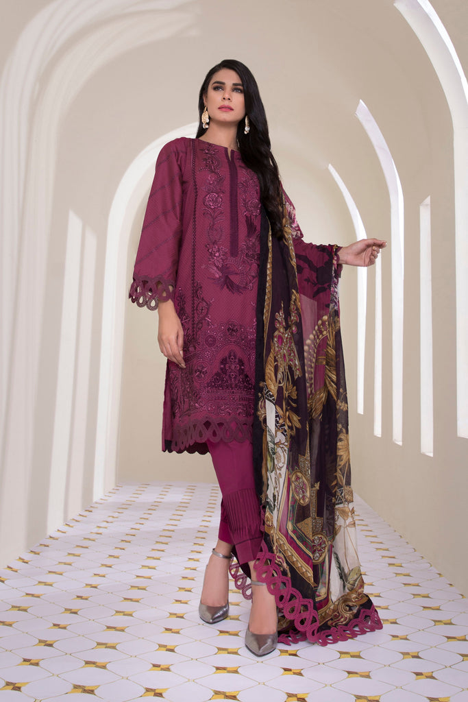 Sapphire Signature - 3 Piece Lawn Collection 2020 – Deep Burgundy