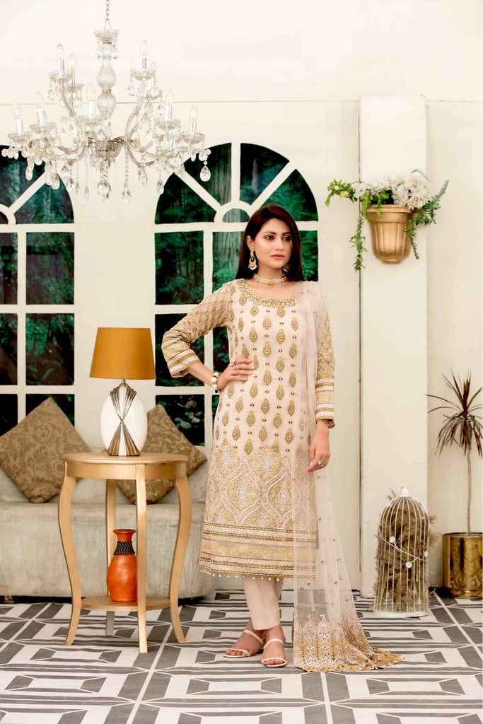 Lucille Semi Stitched Embroidered Chiffon Collection by Tawkkal Fabrics – D-1124