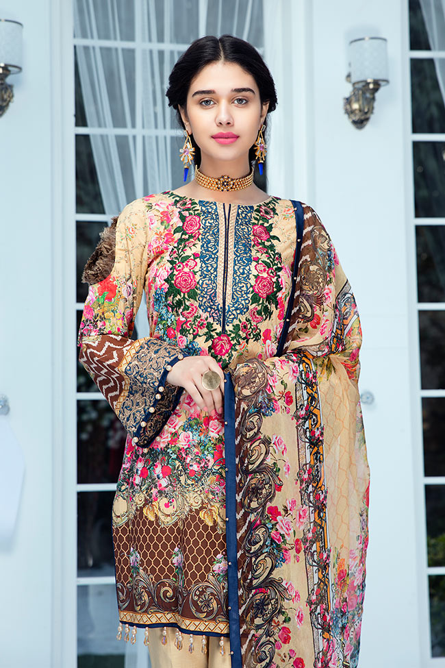 Gulaal Lawn Collection Vol-1 2018 – GL-03 Fawn/Beige