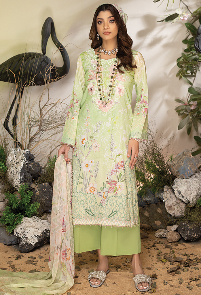 Adan's Libas Summer Fantasy Lawn Collection 2023 – PISTACHIO CONTRAST