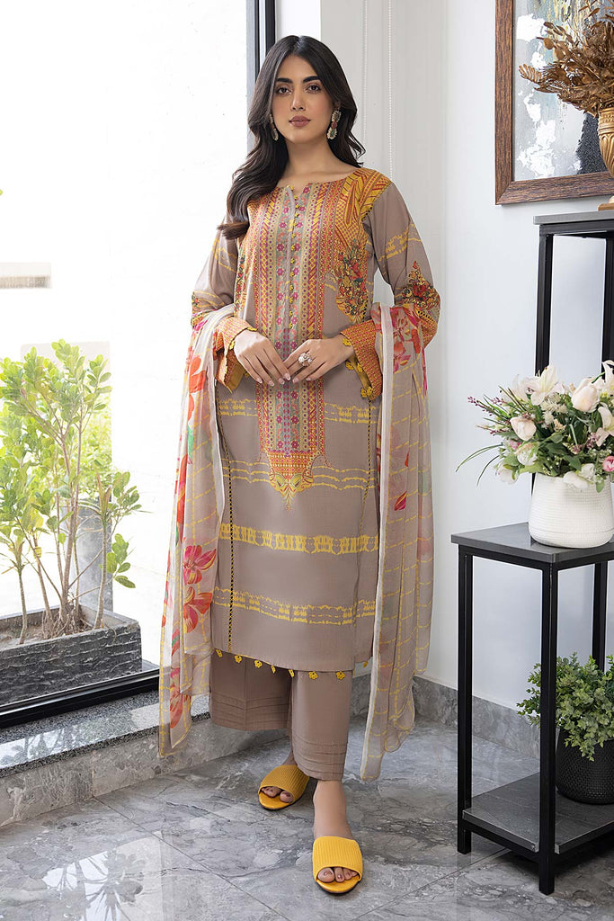 Charizma C-Print Printed Lawn With Chiffon Dupatta – CP23-50