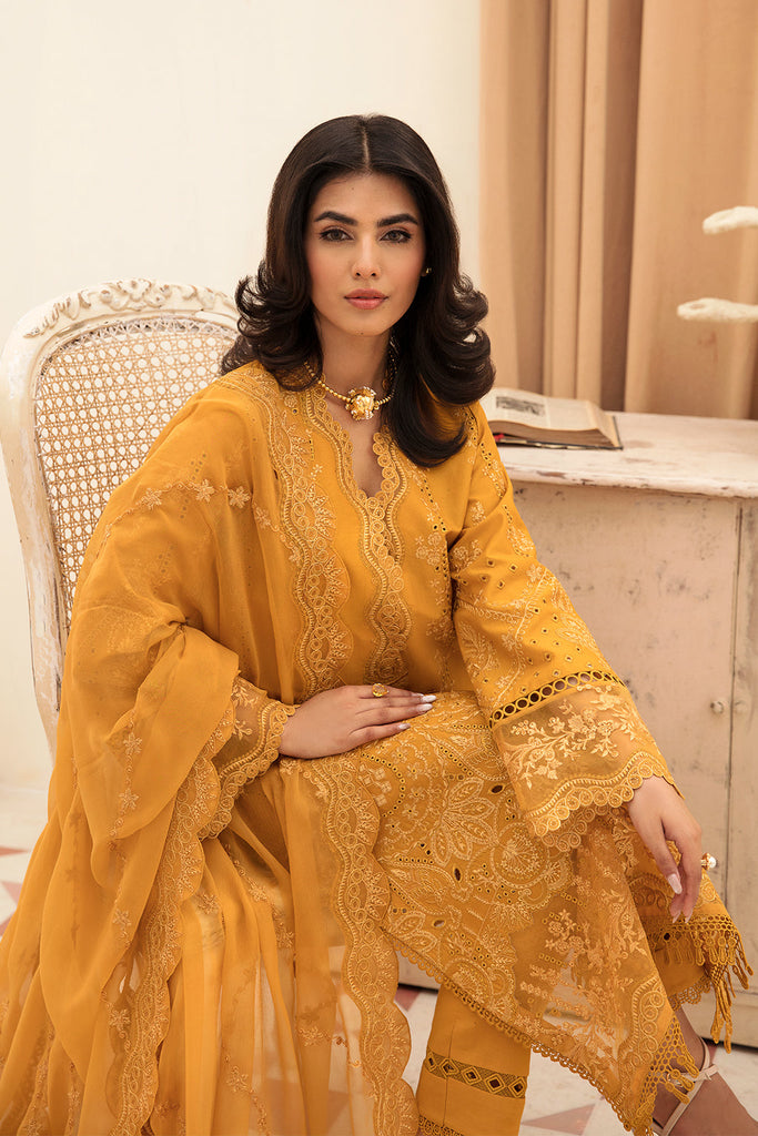 Afrozeh Festive Chikankari Lawn Collection – Goldenrod