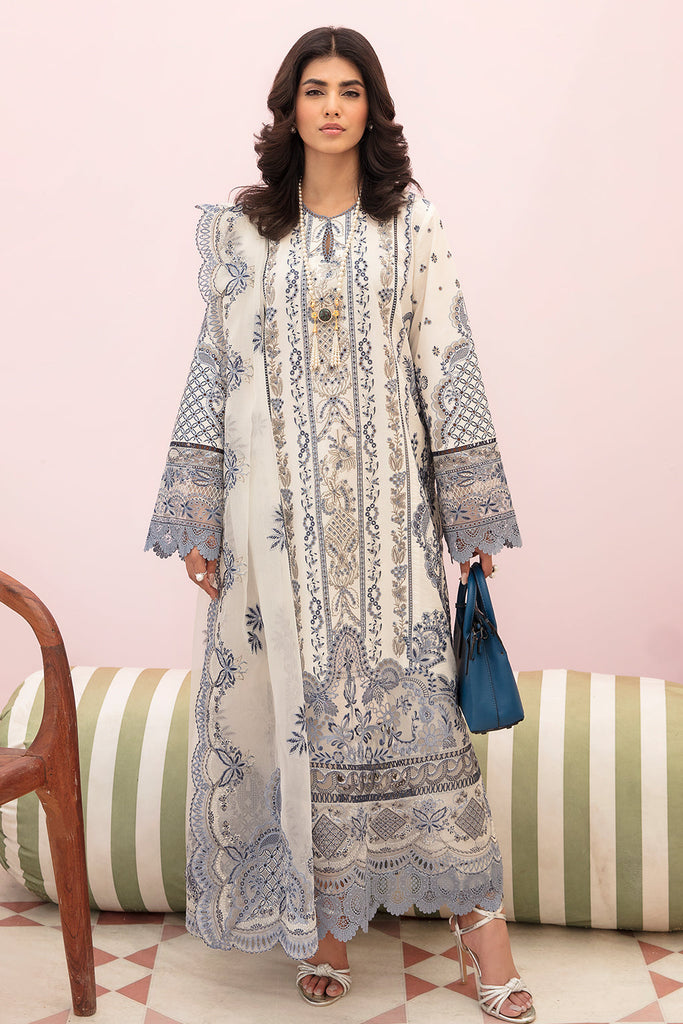 Afrozeh Festive Chikankari Lawn Collection – Snow Lagoon