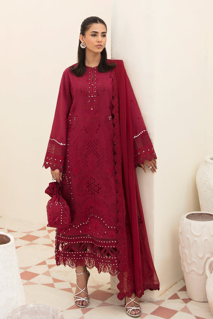 Afrozeh Festive Chikankari Lawn Collection – Claret