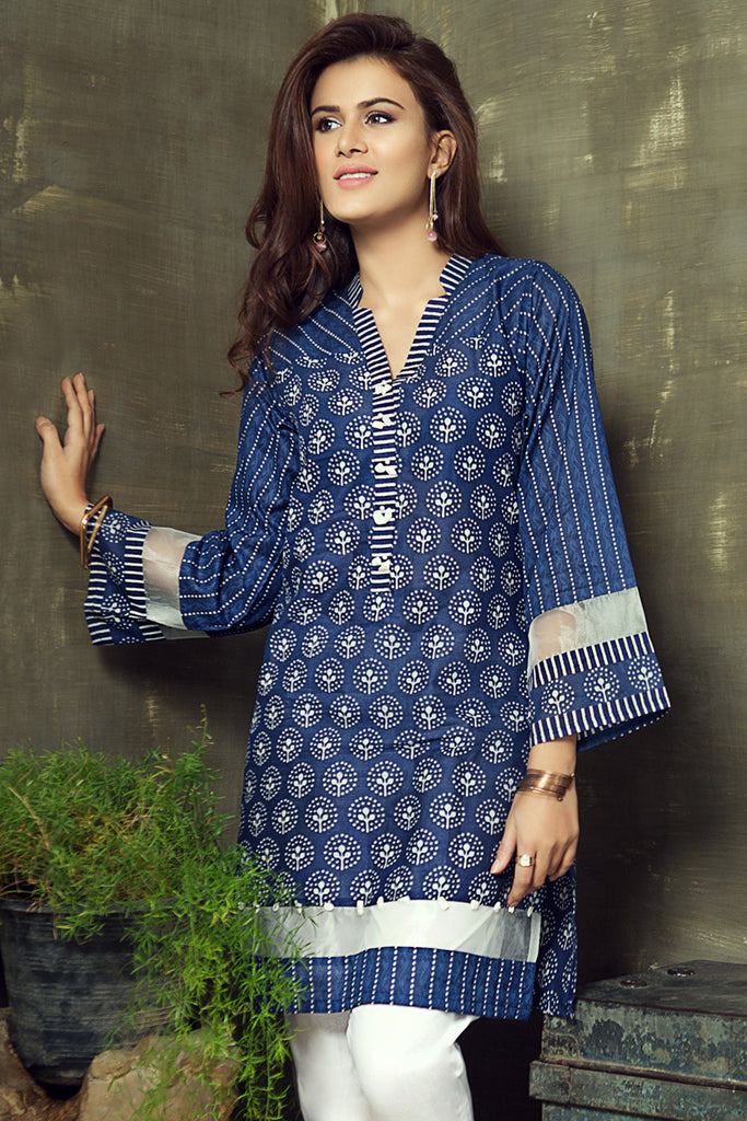 Gul Ahmed Summer 2017 - Navy 1 PC Printed Lawn Single SL-261 A