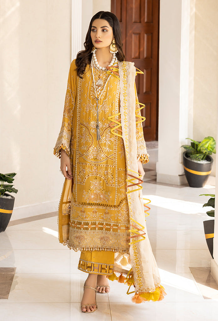 Adan's Libas Suroor Swiss Voil Lawn Collection – 5025 - Golden Bell