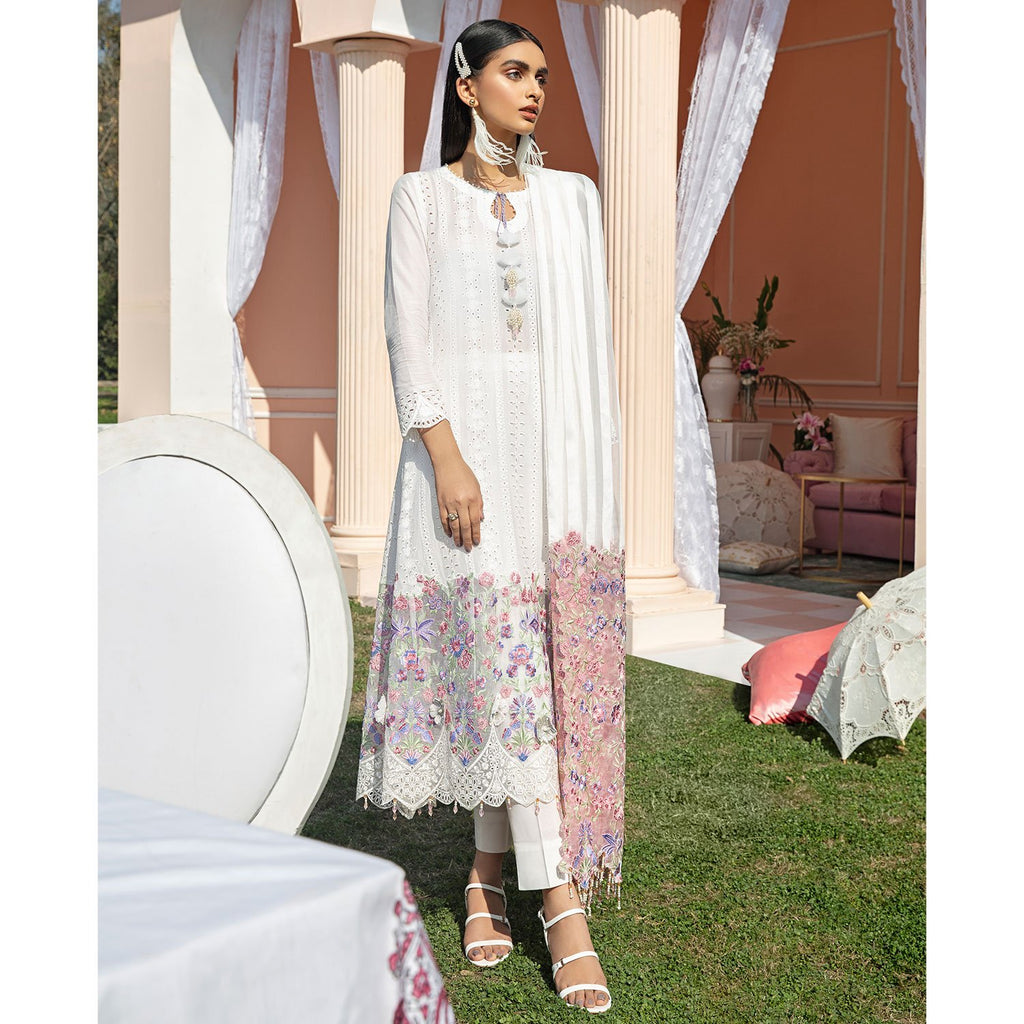 Nureh Luxury Lawn Collection 2021 – White Crimson NE-01