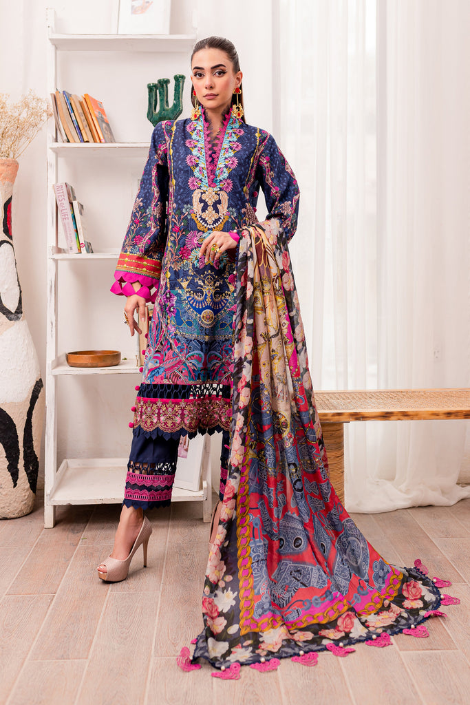 Jade Queen's Court Lawn with Silk Dupatta – D-06