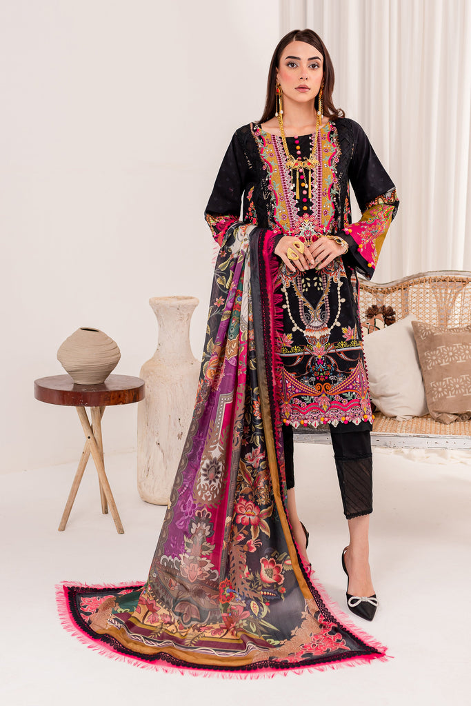 Jade Queen's Court Lawn with Silk Dupatta – D-04