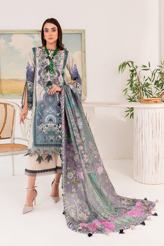 Jade Queen's Court Lawn with Silk Dupatta – D-02