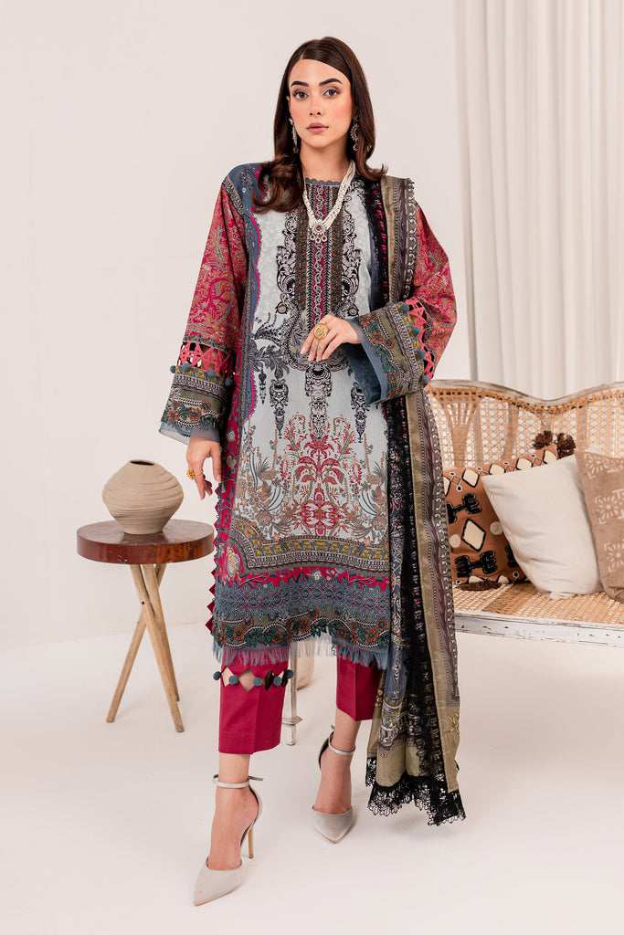 Jade Queen's Court Lawn with Silk Dupatta – D-01