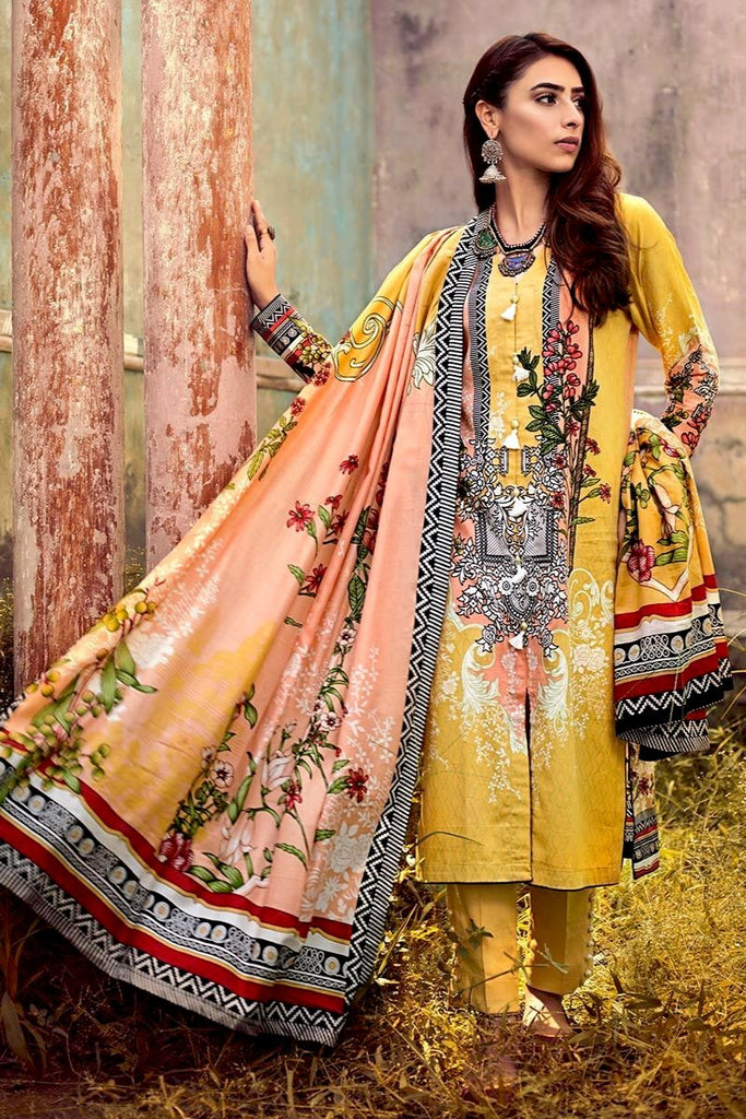 Gul Ahmed Winter Collection – 3 PC Corduroy suit With Cotton Net Dupatta CD-42