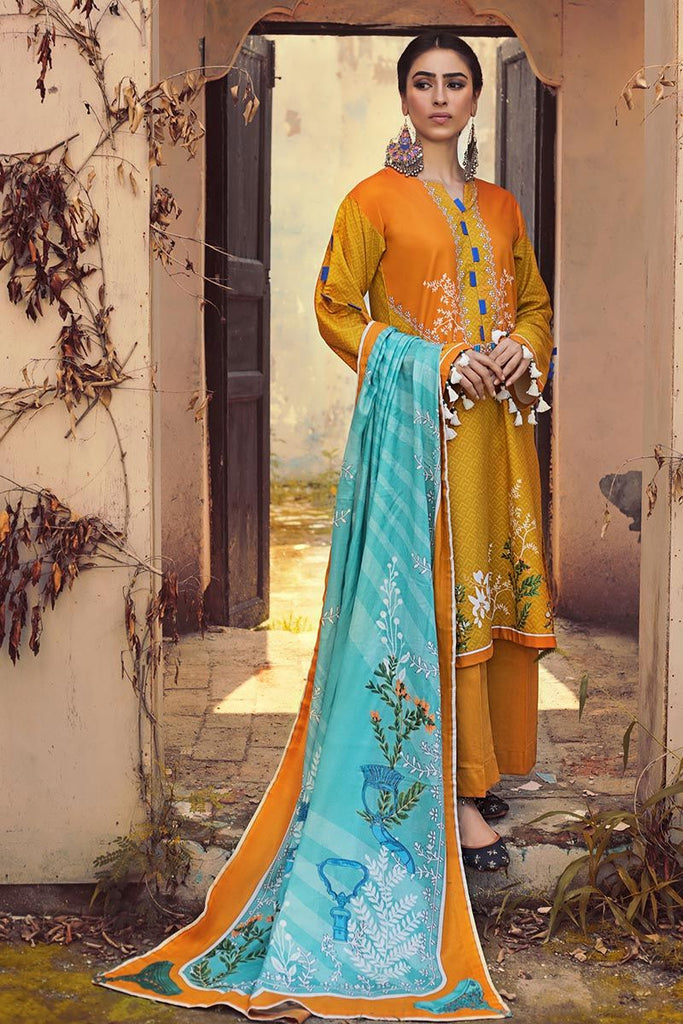 Gul Ahmed Winter Collection – 3 PC Corduroy suit With Cotton Net Dupatta CD-38