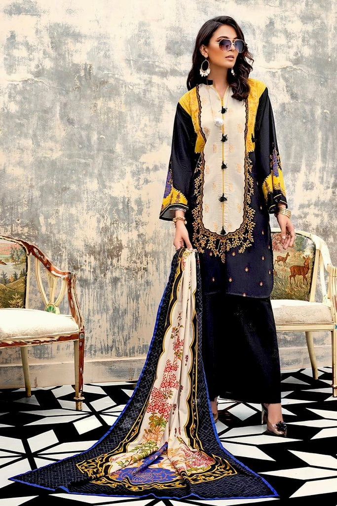 Gul Ahmed Winter Collection – 3 PC Khaddar Embroidered Suit K-106