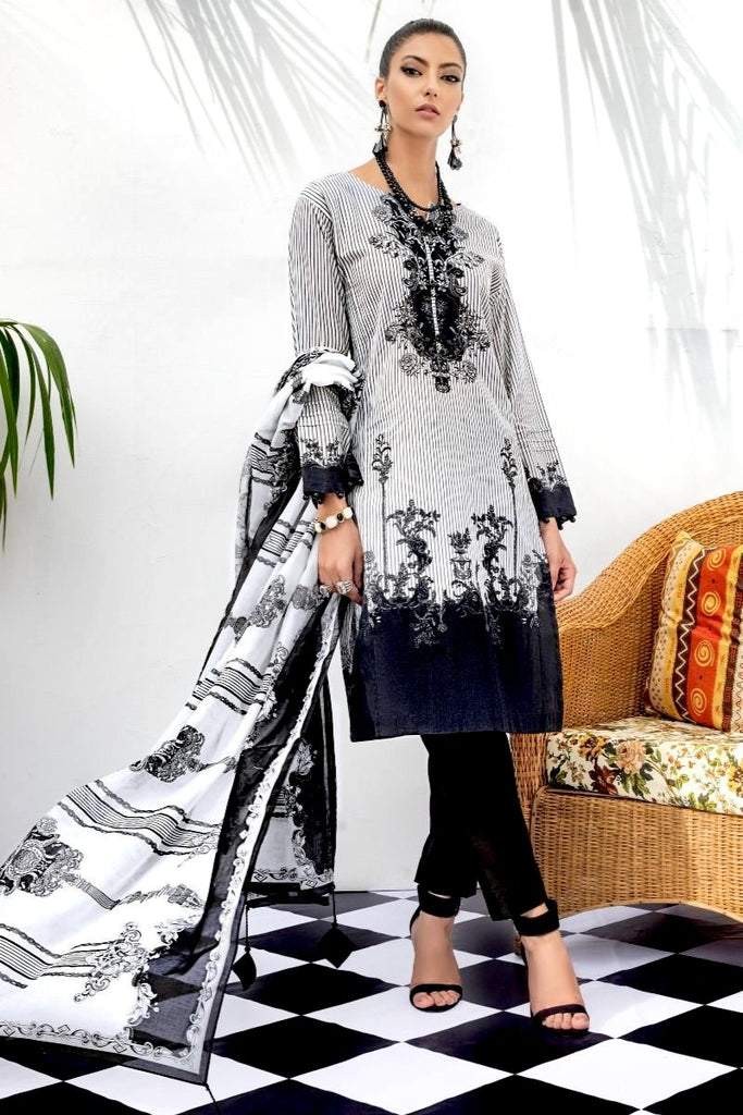 Gul Ahmed Summer Black & White Collection – 2 PC Unstitched Lawn Suit BT-15