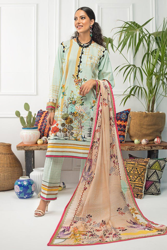 Gul Ahmed Mid Summer Cambric Collection – 3 PC Unstitched Embroidered Suit with Cotton Net Dupatta CN-19