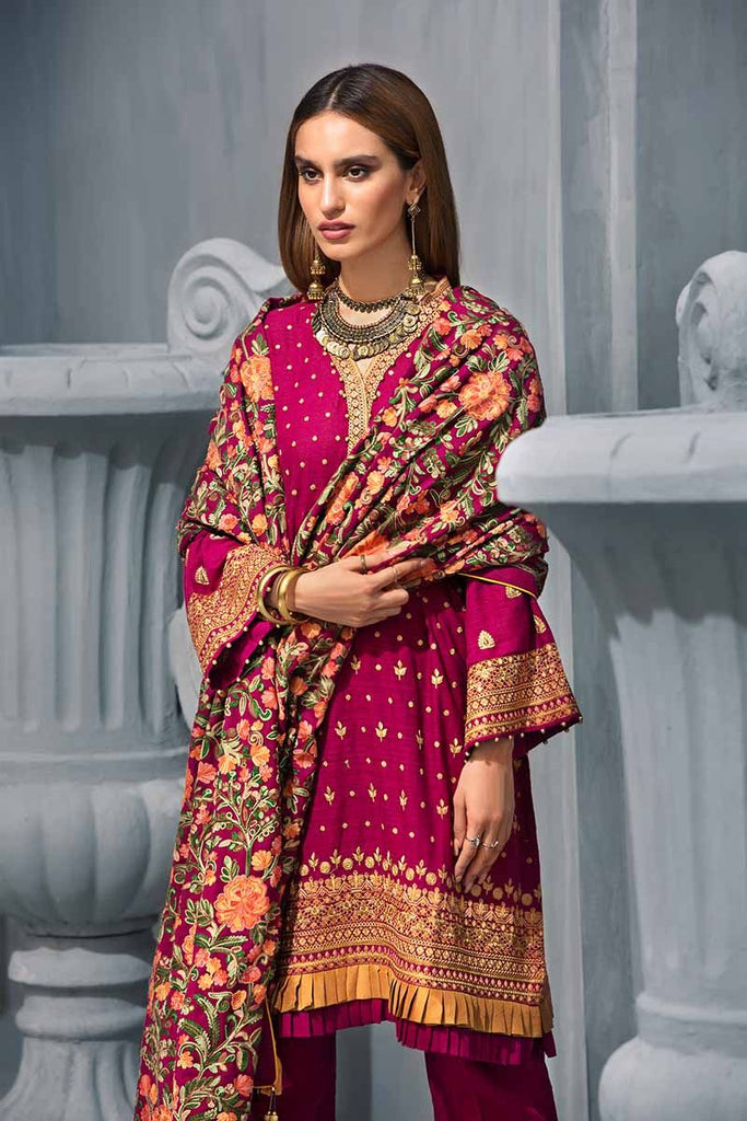 Gul Ahmed Poshak-E-Chinar Embroidered Shawl Collection 2019 – Pink 3 PC APE-10