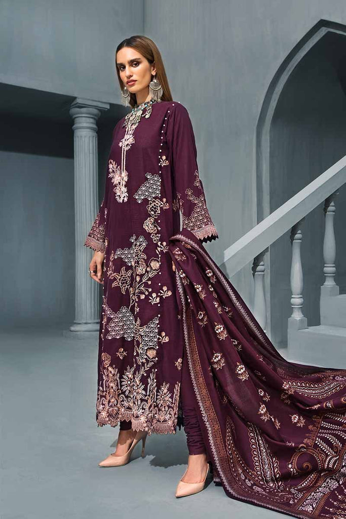 Gul Ahmed Poshak-E-Chinar Embroidered Shawl Collection 2019 – Dark Purple 3 PC AY-06