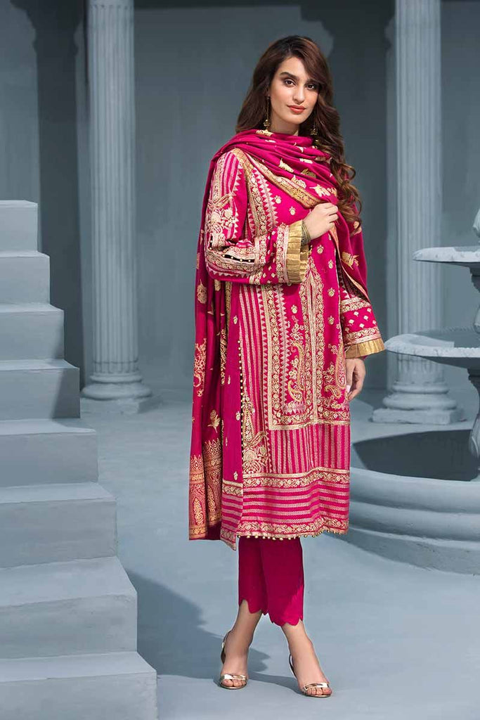 Gul Ahmed Poshak-E-Chinar Embroidered Shawl Collection 2019 – Soft Pink 3 PC AY-08