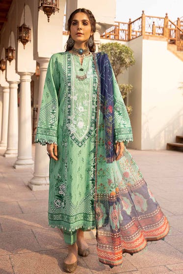 Gul Ahmed 3PC Suit with Khaddi Net Dupatta and organza on neckline CN-32016