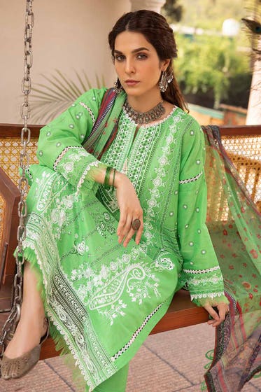 Gul Ahmed 3PC Suit with Khaddi Net Dupatta and organza on neckline CN-32017