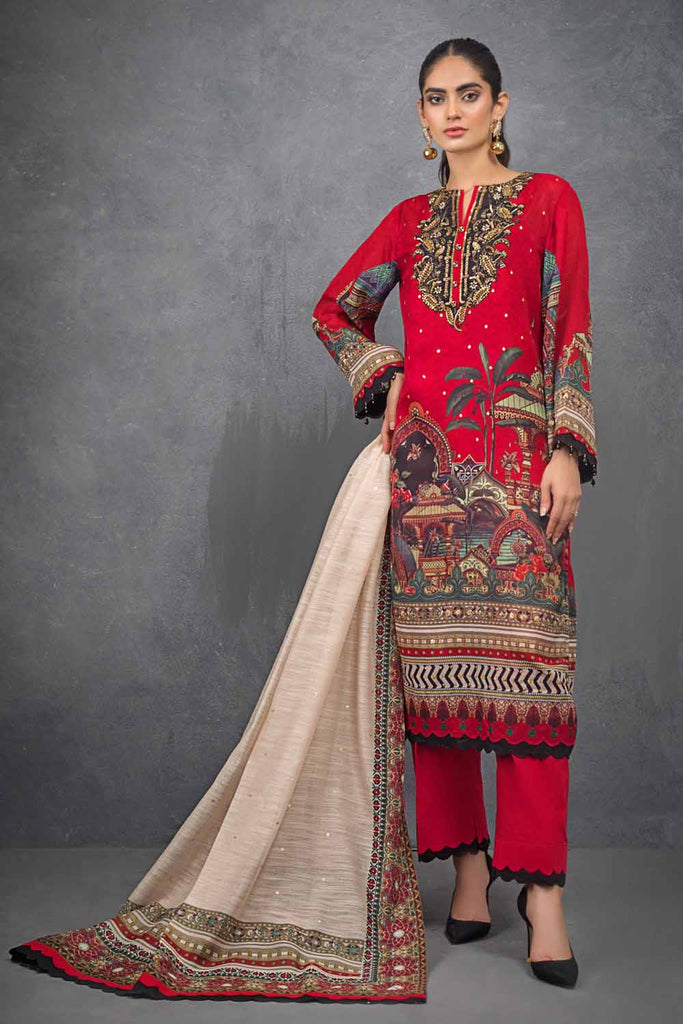 Gul Ahmed Festive Collection – Embroidered Lawn Suit with  Digital Printed Cotton Silk Dupatta FE-12261