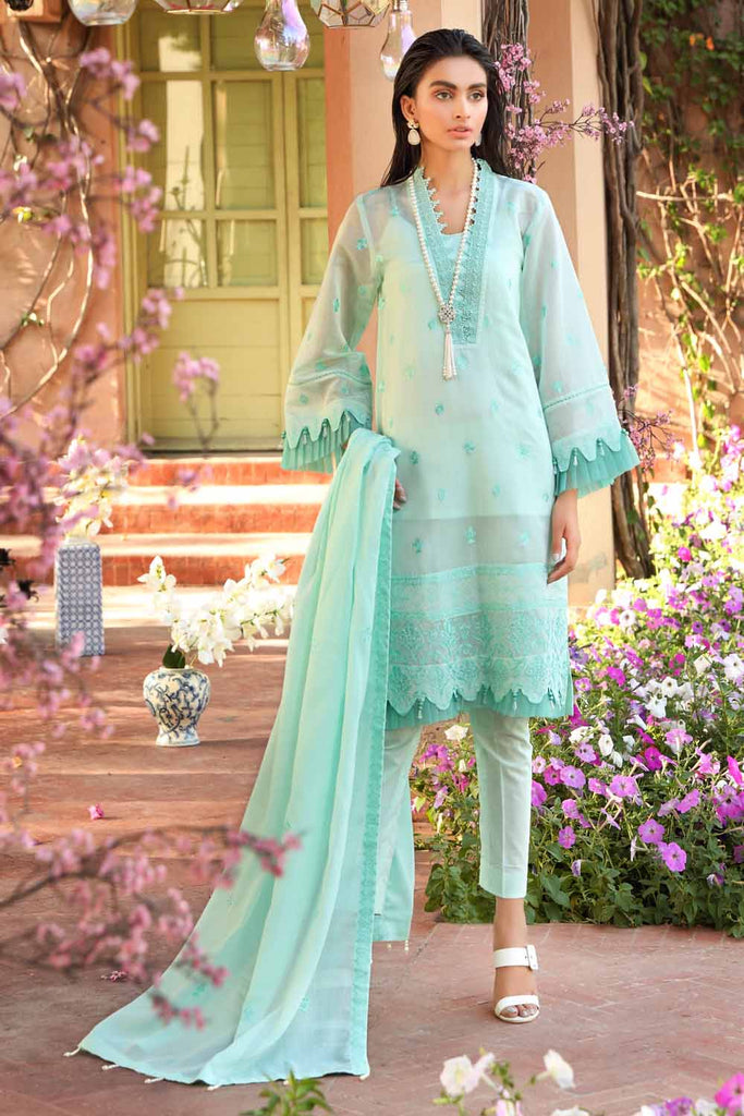 Gul Ahmed Festive Collection – Embroidered Lawn Suit with Cotton Net Dupatta FE-12003