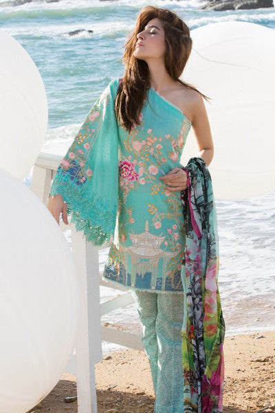 Crimson Luxury Lawn by Saira Shakira – Oriental Tales – Aruba Blue