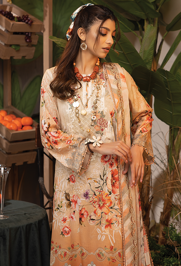 Adan's Libas Summer Fantasy Lawn Collection 2023 – PEACH SORBET