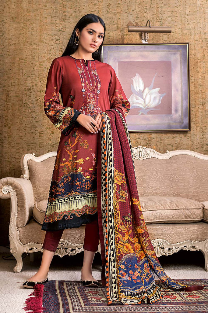 Gul Ahmed Summer Premium Lawn 2021 · 3PC Unstitched Digital Printed Embroidered Lawn Suit With Digital Printed Chiffon Dupatta BM-164