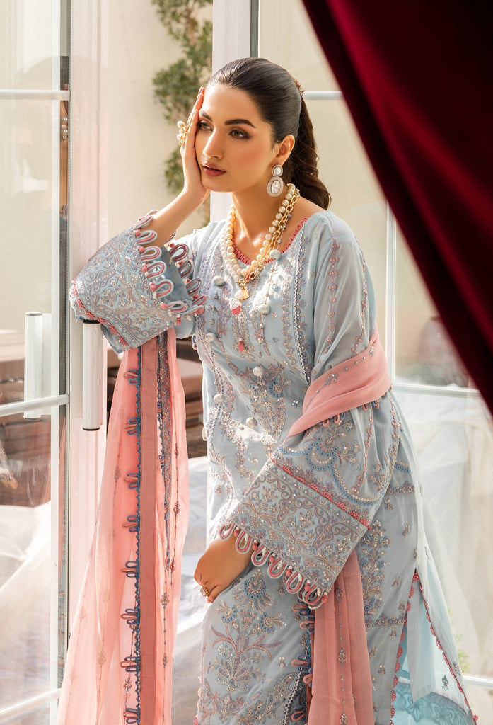 Adan's Libas Suroor Swiss Voil Lawn Collection – 5022 - Bluish Cyan