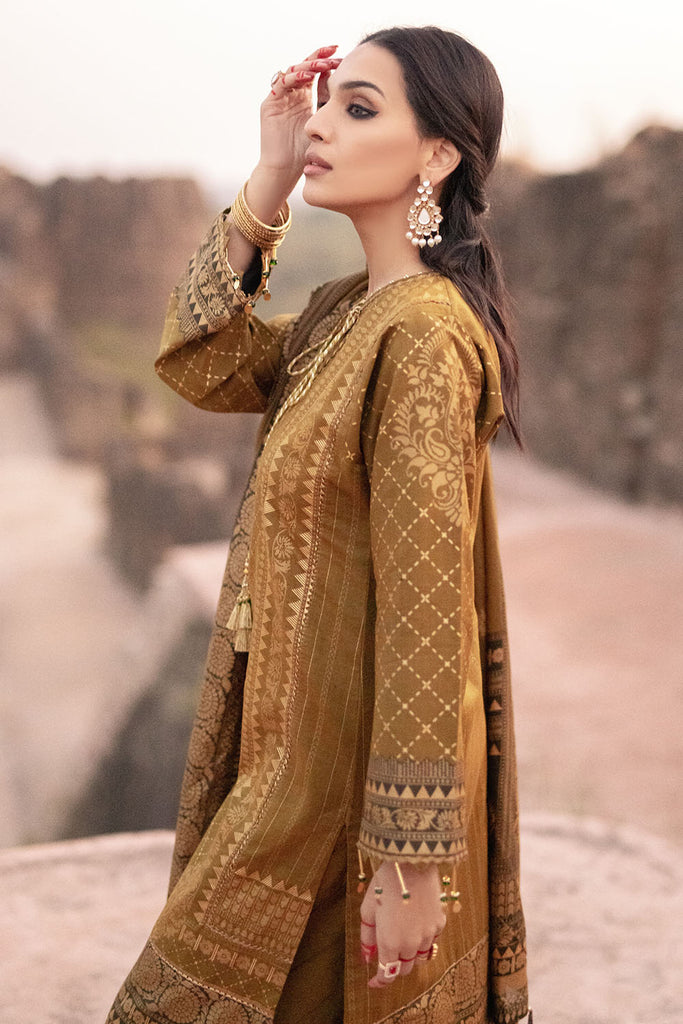 Gul Ahmed Summer Basic Lawn 2021 · 3PC Unstitched Banarsi Brocade Lawn Suit With Gold Printed Lawn Dupatta CL-1196 B