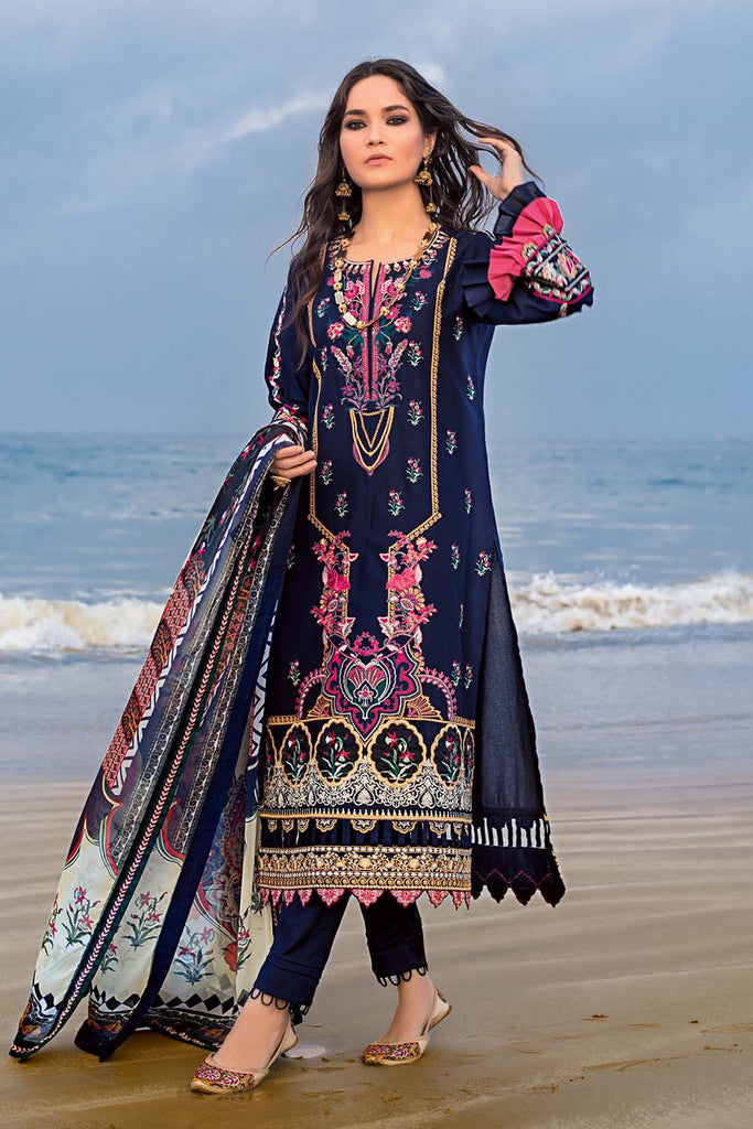 Gul Ahmed Summer Premium Lawn 2021 · 3PC Unstitched Digital Printed Embroidered Lawn Suit With Digital Printed Chiffon Dupatta BM-166